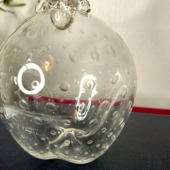 Strawberry Controlled Bubbles Hand Blown Large Clear Glass Art Sculpture Signed - Picture 4 of 7